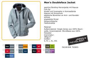 James & Nicholson Mens Doubleface Jacket S M L XL   3XL  