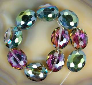 16x20mm Faceted Rose Rainbow Quartz Flat Oval Beads 10pcs  