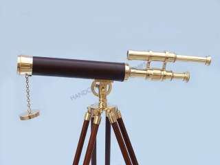 Solid Brass and Leather Telescope on Stand 28  