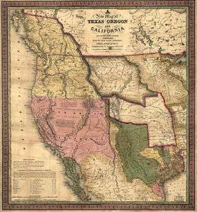 1846 MAP West United States, TEXAS, OREGON, CALIFORNIA  