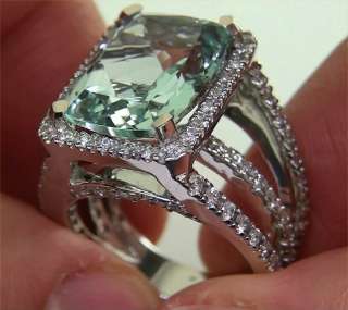 Estate 10.08 Carat Natural Aquamarine Diamond Vintage Ring Solid 18k 