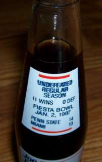 Joe Paterno Full Coke Bottle 1986 NCAA Champions Penn State Nittany 