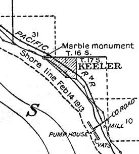 Tiny detail of map from report shows shoreline of water in Owens Lake 