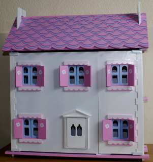 BRAND NEW WHITEHALL PINK AND WHITE WOODEN DOLLS HOUSE KIT FURNITURE 