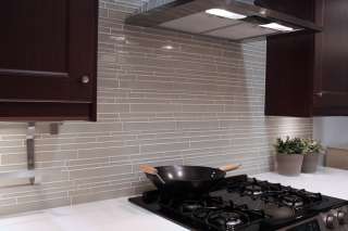 Light Gray Beige Random Subway Linear Glass Tile Perfect for Kitchen 