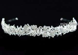 Bridal Queen Flower Sparkling Crystal Pageant Headband Tiara T1289 