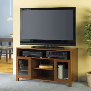 Bush Furniture Palindrome 3 in 1 Flat Panel Wood TV Stand in Caf 