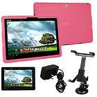 Skin Case Pink Wall Charger +Car Mount for Asus Eee Pad