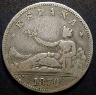   Espagne. 2 pesetas argent 1870 [n°3221]