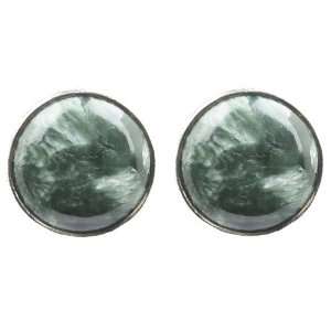  Seraphinite and Sterling Silver Large Angel Stone Earrings 