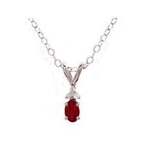   White Gold Natural Ruby & Diamond Necklace Pendant Ct.tw 0.65 Jewelry