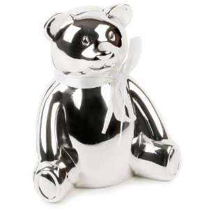 silver plated teddy bear money box