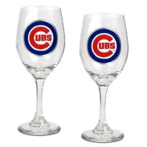  Chicago Cubs MLB 2pc Wine Glass Set   Primary Logo Sports 