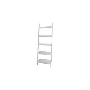   SH69 2660 5 Tier Leaning Shelf   Solid Wood White