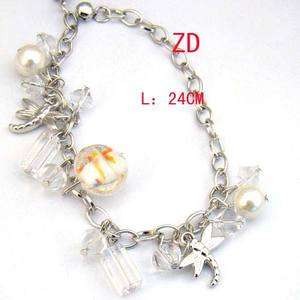 a0171 Charm Lady Lampwork Glass Pearl Beads Link Chain Bracelet 