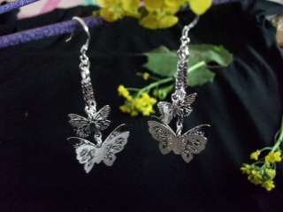   and Shinning 925 Sterling Silver Plate Butterfly Dangle Earrings