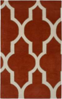 Area Rug 5x8 Wool Modern Moroccan Turkish Red White Geometric Carpet 