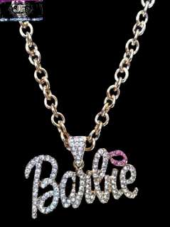 Nicki Minaj 2 BARBIE Iced Out Necklace Gold/Clear  
