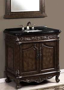 Single Sink Bath Vanity with Black Granite Top #8636   36  