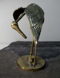 Vintage Graceful Winged Brass Crane Bird Figurine  