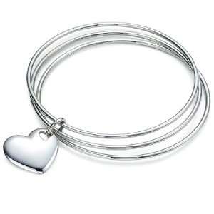 com Tiffany & Co. Double Heart Triple Bangle Sterling Silver Bracelet 