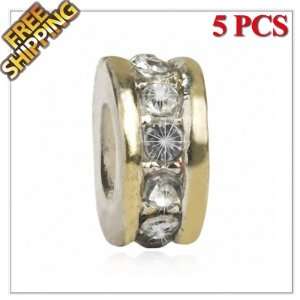  1 Buy = 5PCS Silver and Gold Plated Alloy Charm Beads 
