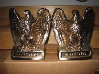BRASS PLATED GETTYSBURG EAGLE BOOKENDS NEW IN BOX  