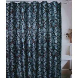   & Teal Blue Toile Fabric Shower Curtain Fleur De Lis: Home & Kitchen