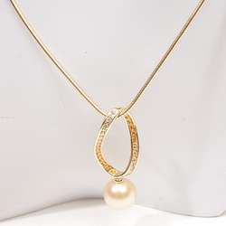   Mikimoto Akoya Pearl Sapphire 18k Gold Pendant Necklace New Jewelry