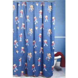  Blue Jean Teddy Bear Fabric Shower Curtain: Home & Kitchen