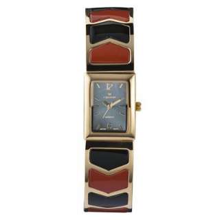 Croton Gold Bracelet Watch With Black Agate and Mother of Pearl 