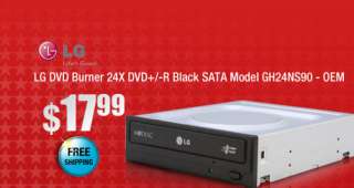 LG DVD Burner 24X DVD+/ R Black SATA Model GH24NS90   OEM