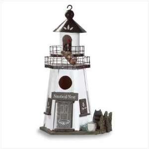    Nautical Nest Wood Lighthouse Birdhouse Bird House
