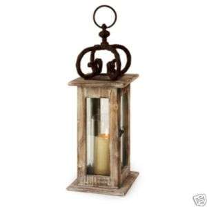 French Country Rustic LANTERN CANDLE HOLDER Iron Crown  
