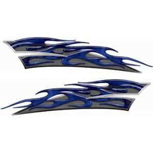  Blue Inferno Motorcycle Gas Tank Flame Decals: Automotive