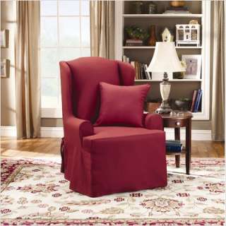 Sure Fit Twill Supreme Wing Chair Slipcover in Merlot 107926246Cb 