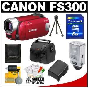  Canon FS300 Flash Memory Digital Video Camcorder (Red) w 