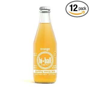Hiball Energy Sparkling Juice Orange, 10 Ounce Glass Bottles (Pack of 