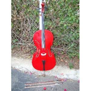  RUGERI RC120RD 4/4 SIZE RED CELLO WITH HARD CASE + FREE 