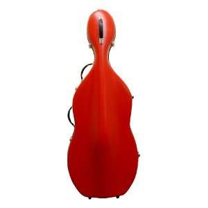  Tonareli Fiberglass Cello Case w/Wheels  Red Musical Instruments