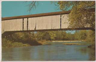 Indiana Postcard Mansfield Covered Bridge Raccoon Creek  