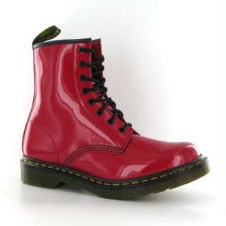  Dr.Martens 1460W Red Patent Leather Womens Boots Shoes