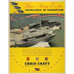  1942 Ad Chris Craft Army Q Boats Navy Picket E Flags World 