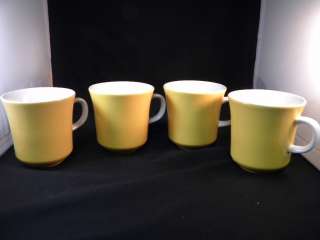   Mikasa Cera Stone Yellow Coffee Mugs Tea Cups Very Nice Lot  