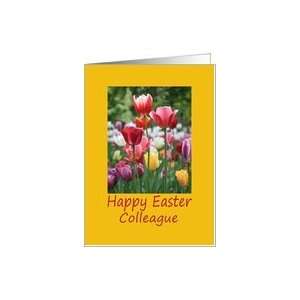  Colleague Happy Easter   Multicolored Tulips Card Card 