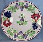 antique virginia spongeware plate w red blue flowers cut sponge