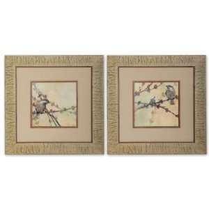   Ii Set/2 Crackled Taupe Colored Frames w/ Black & Green Hanging Wall