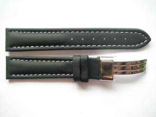  stitched leather quality watch band with deployment buckle  
