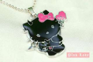 W09 Black Devil Hello Kitty Charm Necklace  