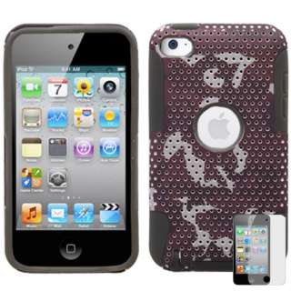 Apple iPod Touch 4G Brown Camouflage Hybrid Hard Case Cover + Screen 
